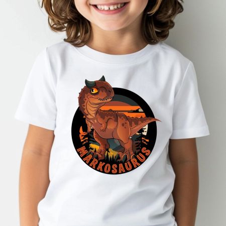 Bela dečija majica - Dinosaurus sa imenom 2 