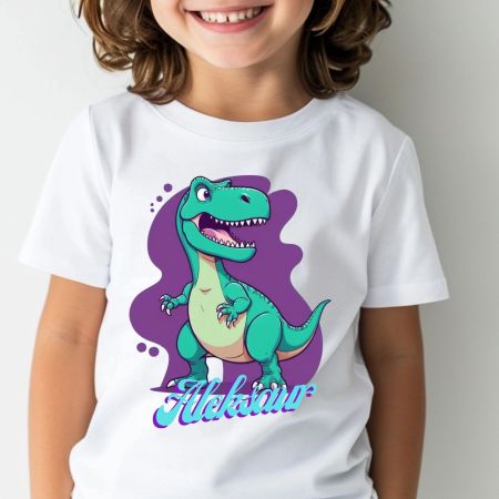 Bela dečija majica - Dinosaurus sa imenom 