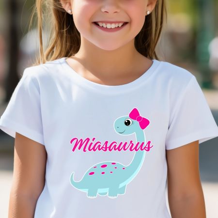 Bela dečija majica - Dinosaurus sa imenom 4 