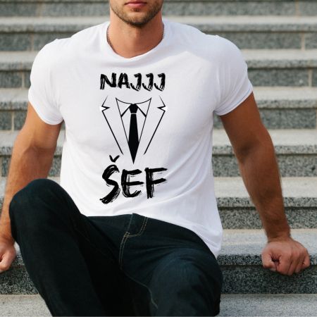 Muška bela majica - Najjj šef 