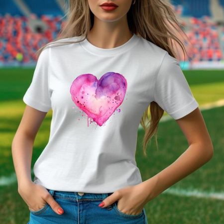 Bela ženska majica - Srce sa vodenim bojama 