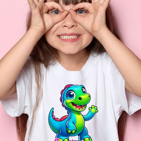 Bela dečija majica - Dinosaurus sa imenom 6 