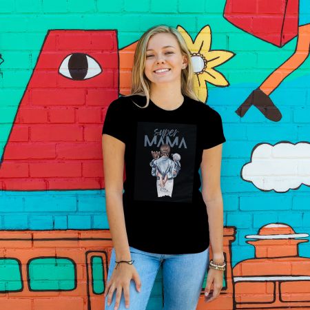 Crna ženska majica - Super mama 