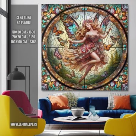 Slika na platnu - Vitraž - Devojka leptir 
