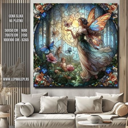 Slika na platnu - Vitraž - Devojka leptir 2 