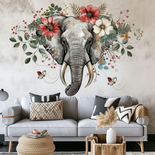 Nalepnice - Slon u cveću 