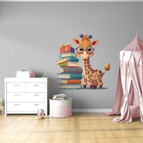 Nalepnica za zid Žirafa i knjige