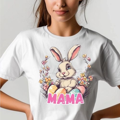 Bela ženska majica - Mama zečica 