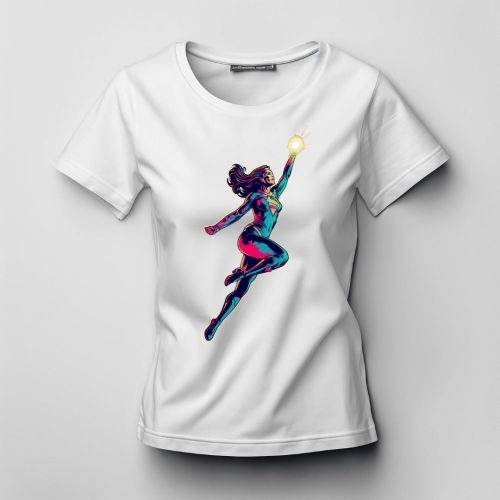 Bela ženska majica - Wonder woman u letu 