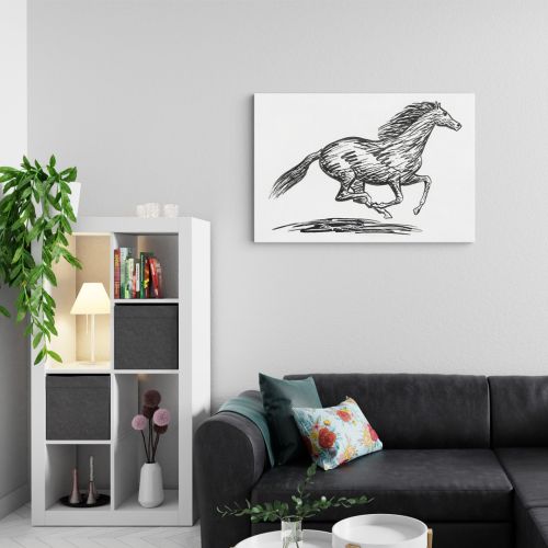 Crno bela skica konja 