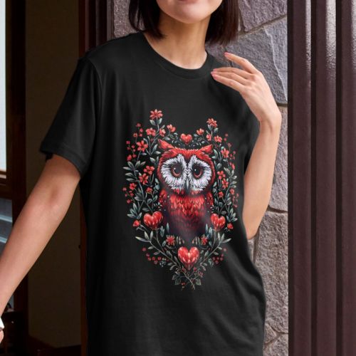 Crna ženska  majica - Sova 