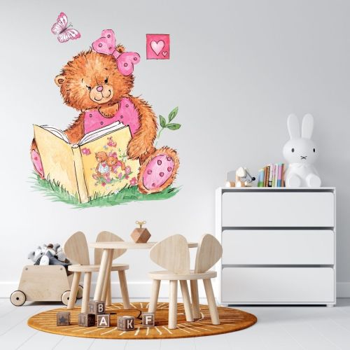 Nalepnica - Medvedica čita knjigu 