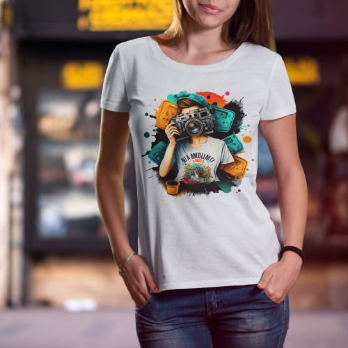 Bela ženska majica - Čovek sa aparatom