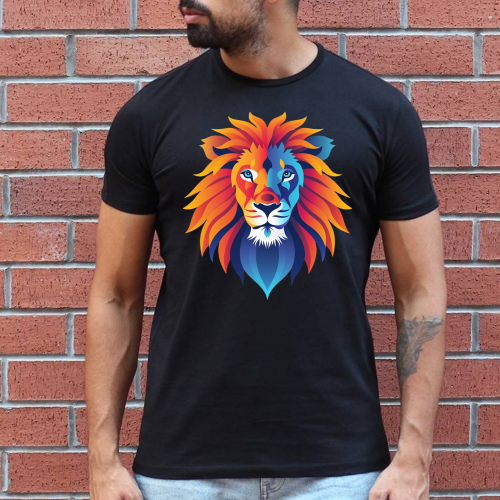 Crna muška majica - Lav 