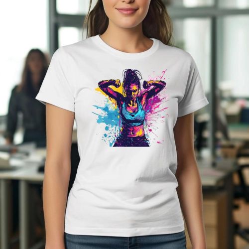 Bela ženska majica - Jaka žena u boji 