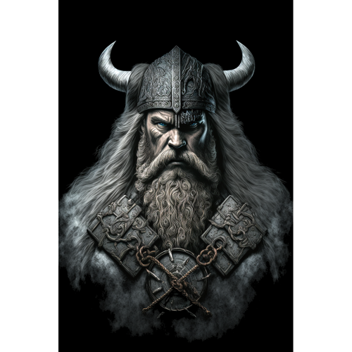 Crna muška majica - Viking sa mačem