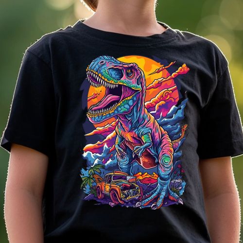 Crna Dečija majica - Dino boje 