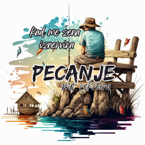 Muška bela majica - Pecanje rekreira