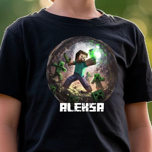 Crna Dečija majica - Kockice sa imenom 