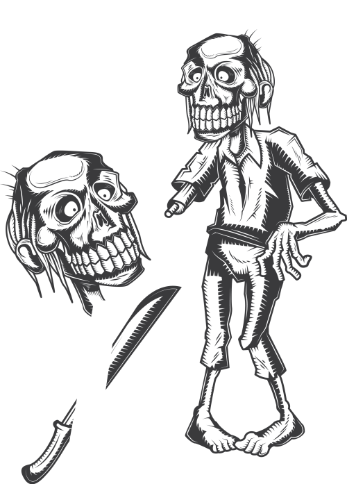 Muška crna majica - Zombi