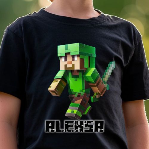 Crna Dečija majica - Kockice sa imenom 2 