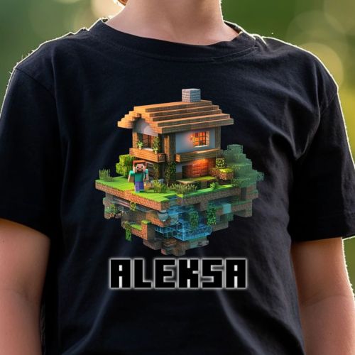 Crna Dečija majica - Kockice sa imenom 3 