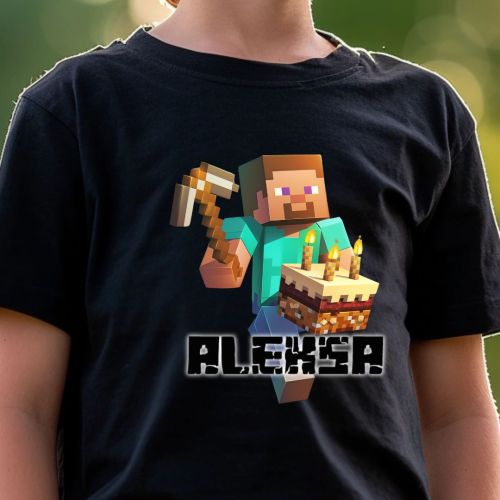 Crna Dečija majica - Kockice sa imenom 4 