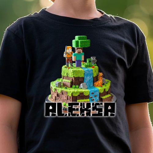 Crna Dečija majica - Kockice sa imenom 5 