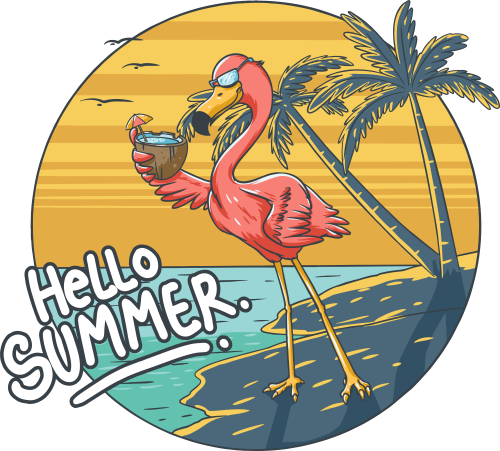 Muška crna majica - Leto flamingo