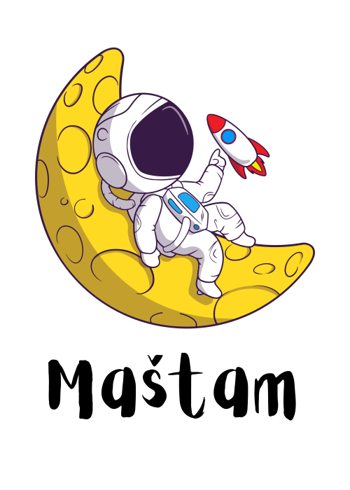 Muška bela majica - Astronaut - Maštam