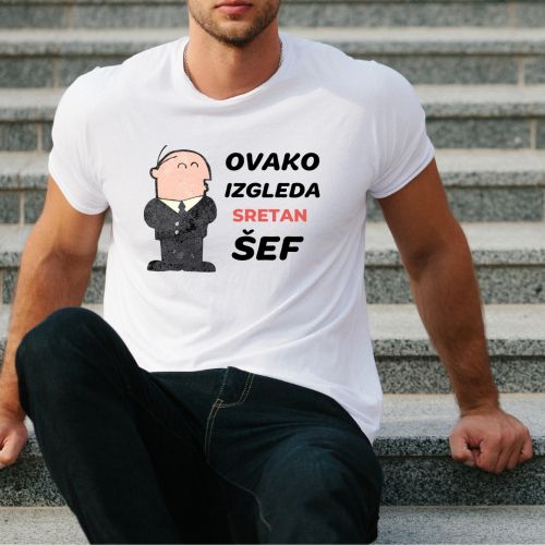 Muška bela majica - Ovako izgleda sretan šef 