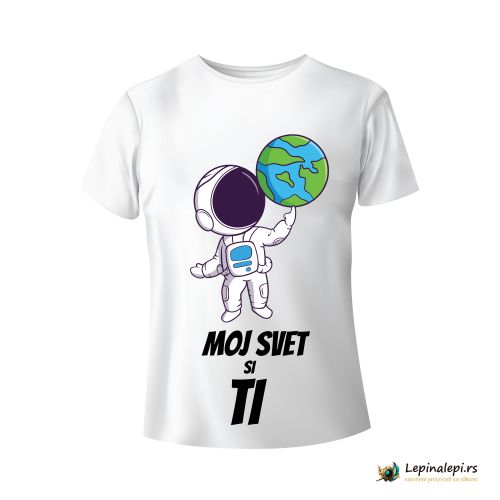 Muška bela majica - Astronaut- Moj svet si ti 