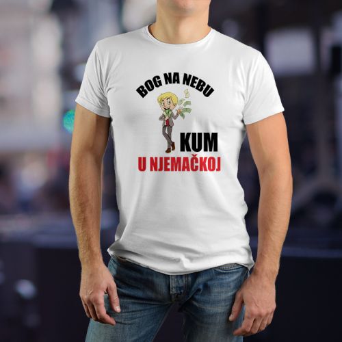 Bela muška majica - Bog na nebu a kum  u Njemačkoj 