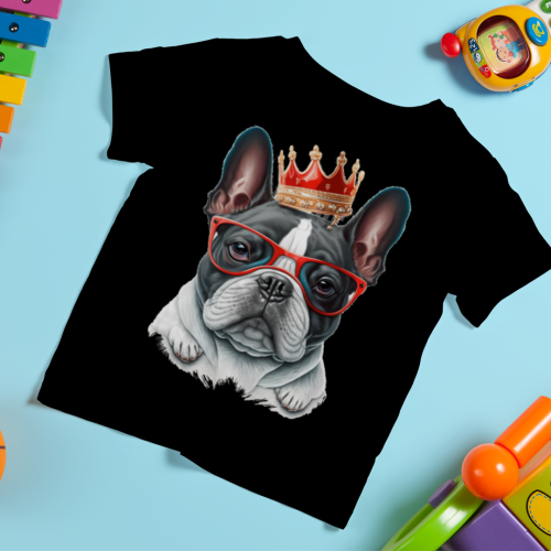 Crna dečija majica - Francuski buldog 