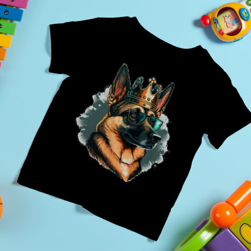 Crna dečija majica - Vučjak car 