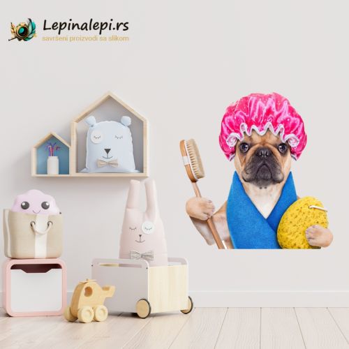 Samolepljive nalepnice - Pas se kupa 