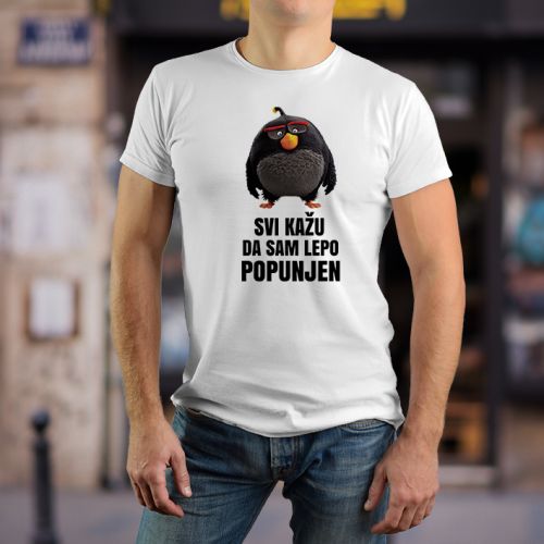Muška bela majica - Svi kažu da sam lepo popunjen 