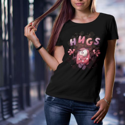 Ženska crna majica -  HUGS 
