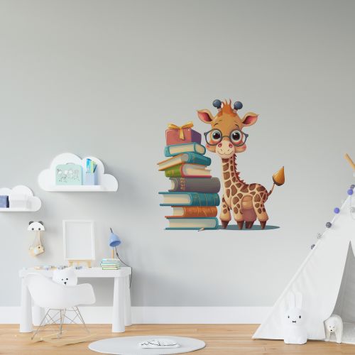 Nalepnica za zid Žirafa i knjige 