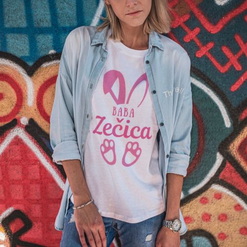 Bela ženska majica - Baba zečica 