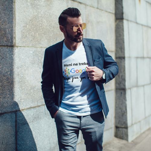 Muška bela majica - Moja žena Google 