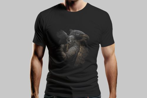 Crna muška majica - Ratnik i orao 